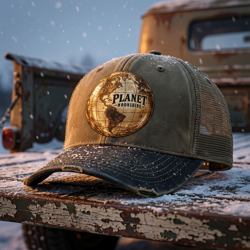 Khaki Planet Moonshine embroidered cap
