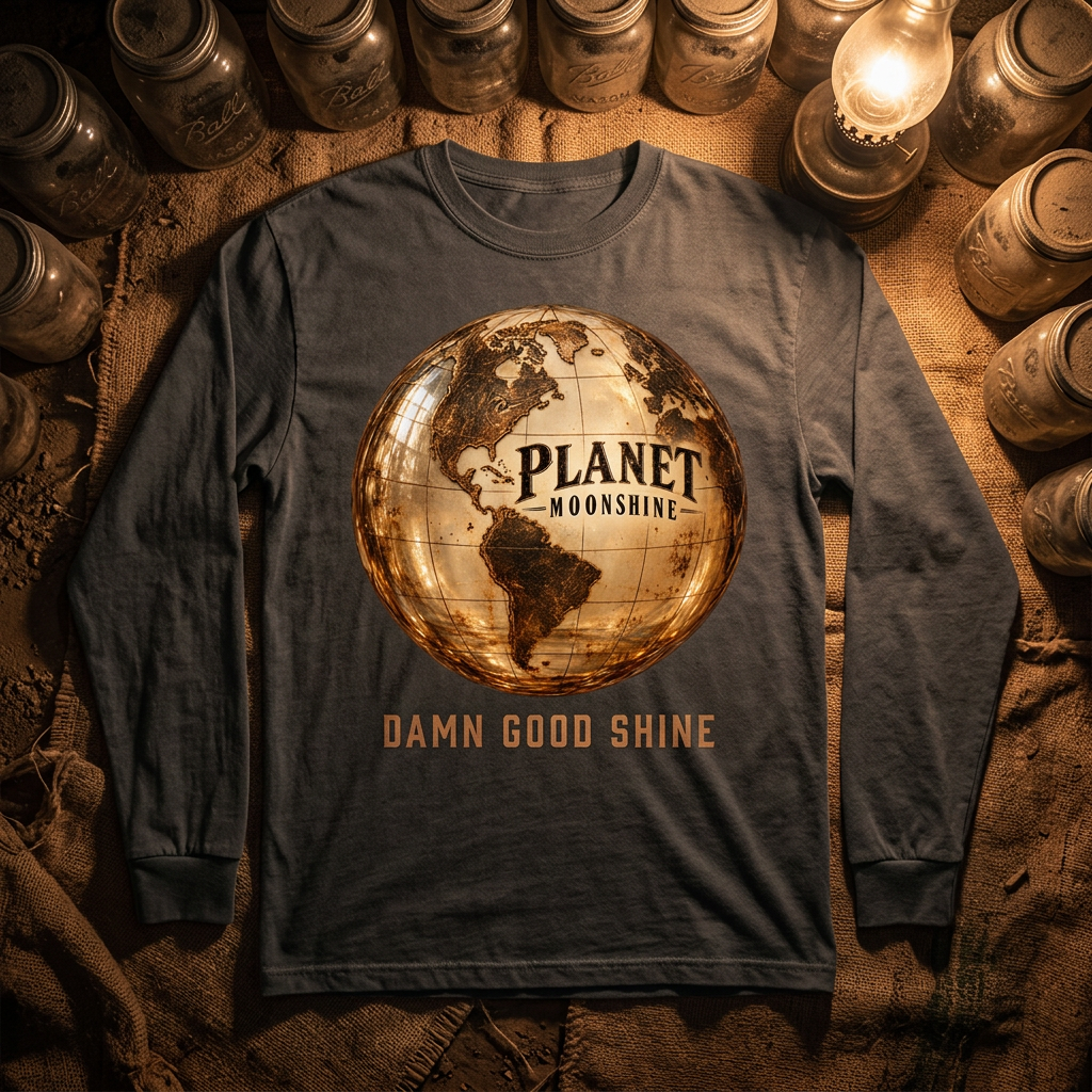 Long sleeve Planet Moonshine globe logo shirt