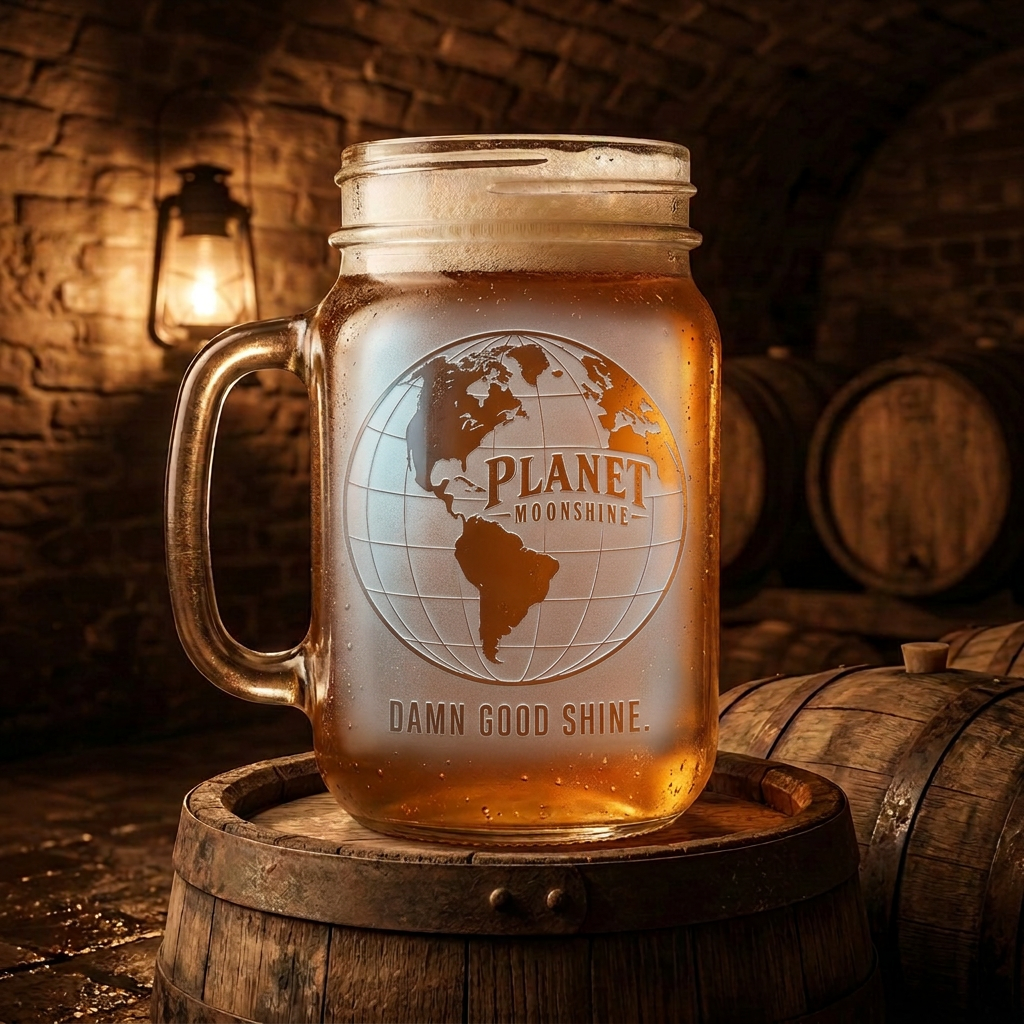 Planet Moonshine mason jar beer mug