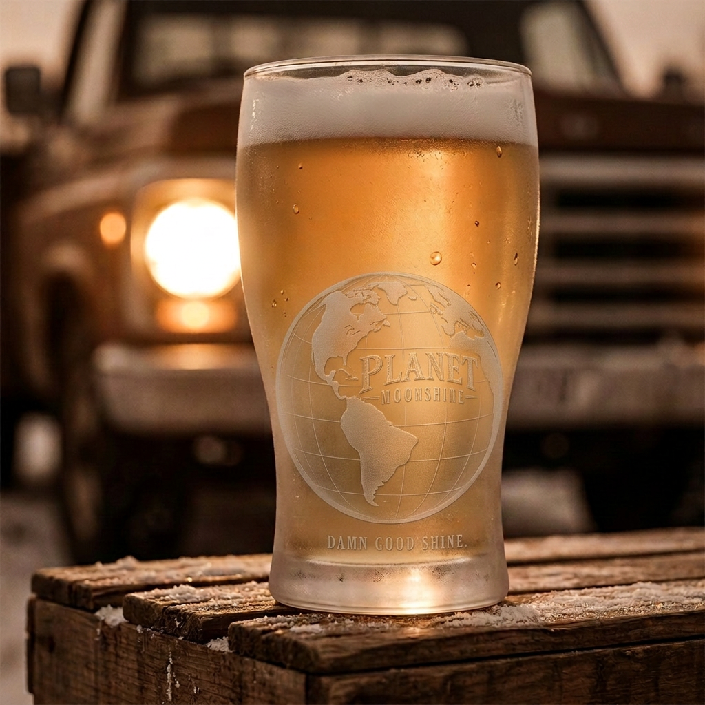 Planet Moonshine frosted pilsner glass